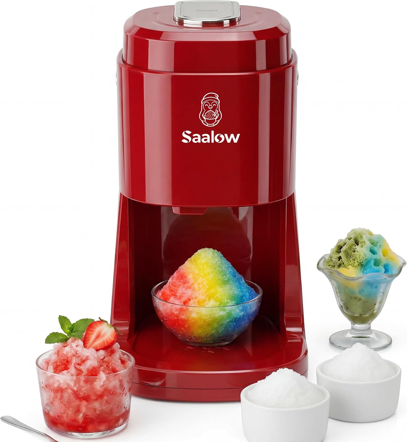 Electric Shaved Ice Machine, Professional Snow Cone Maker with Adjustable Thickness Settings, High-Efficiency 135W Motor, Portable Ice Crusher for Fluffy Ice & Slushies, Includes 2 Ice Molds