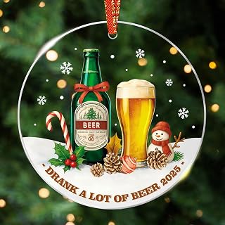 Beer Ornaments for Christmas Tree Drink Ornaments for Men Women Unique Beer Glass Xmas Ornament Bar Themed Holiday Ornament for Tree Decoration for Dad Husband Beer Lovers
