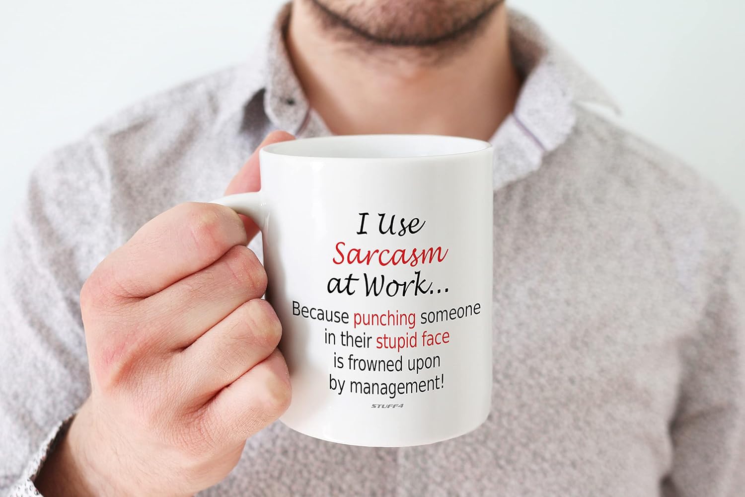 Funny Mugs - I Use Sarcasm at Work - Novelty Mugs, Secret Santa Gifts, 11oz Dishwasher Safe, White - Image 4