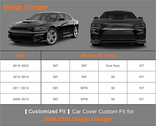 Miniatura 6 de Kayme Funda de automóvil de 6 capas de ajuste personalizado para Dodge Charger (2006-2022) impermeable para todo tipo de clima para automóviles,