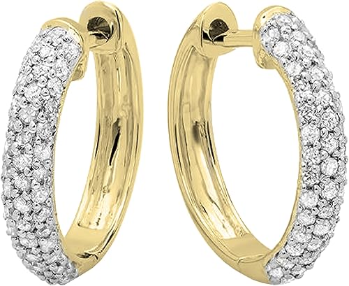 Dazzlingrock Collection Pendientes de aro de 0,50 quilates (quilates) con diamantes blancos redondos de 12 quilates, disponibles en metal de 10 K14