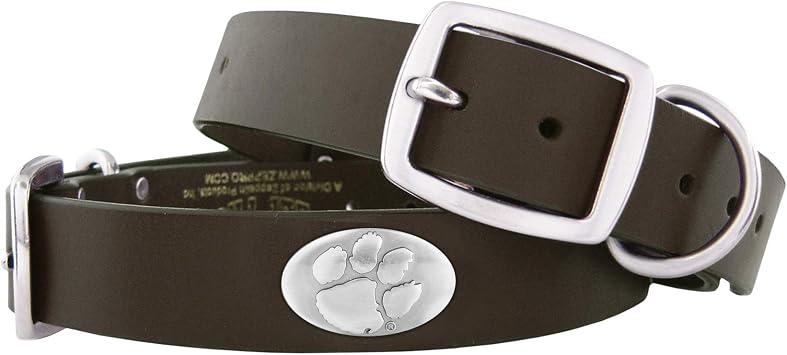 ZEP-PRO Clemson Tigers Brown Leather Concho Dog Collar, Medium