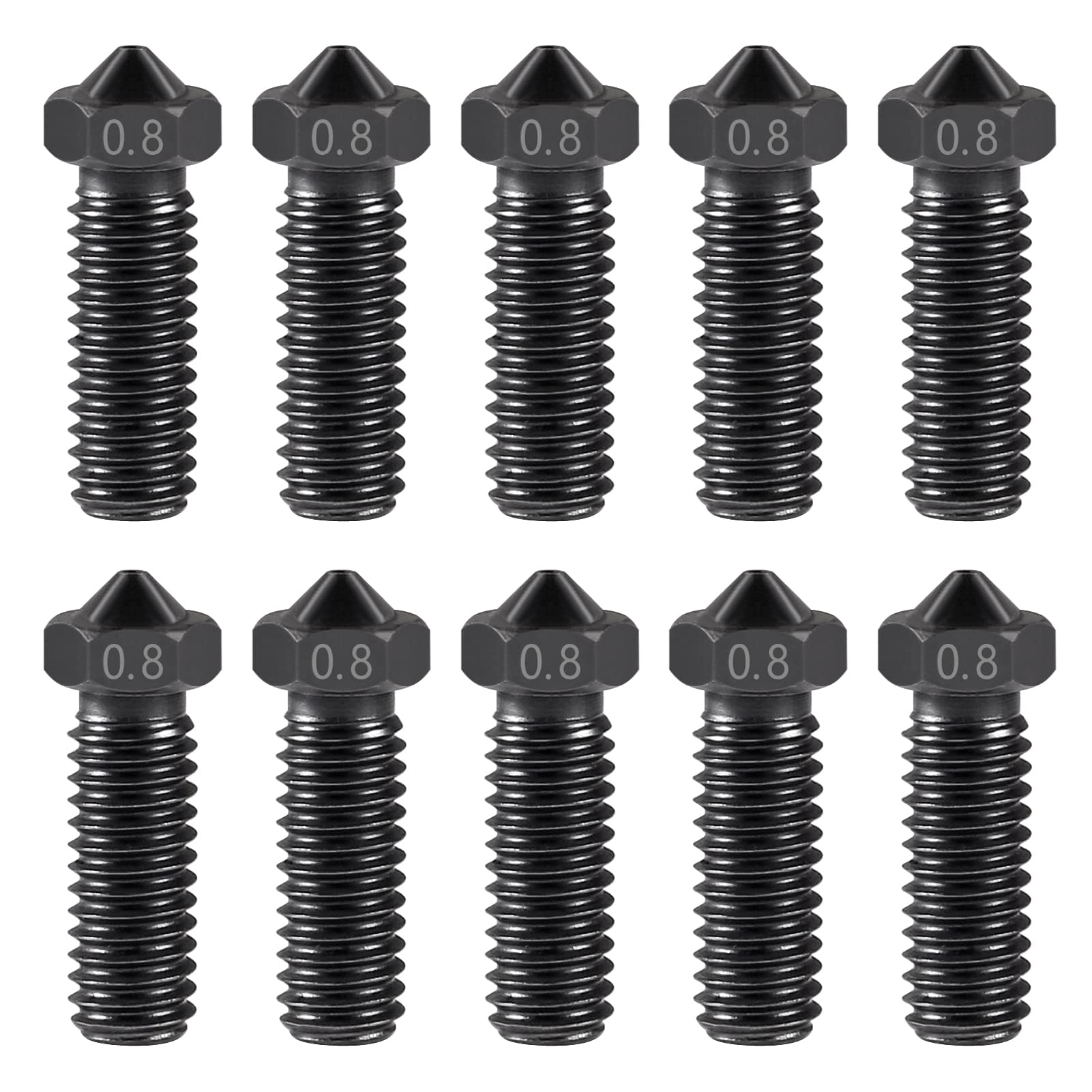 8er-Set Volcano-Düsen 0,4 Mm Aus Gehärtetem Stahl, M6-Gewinde, Passend Für Artillery Sidewinder & J-Head Hotends