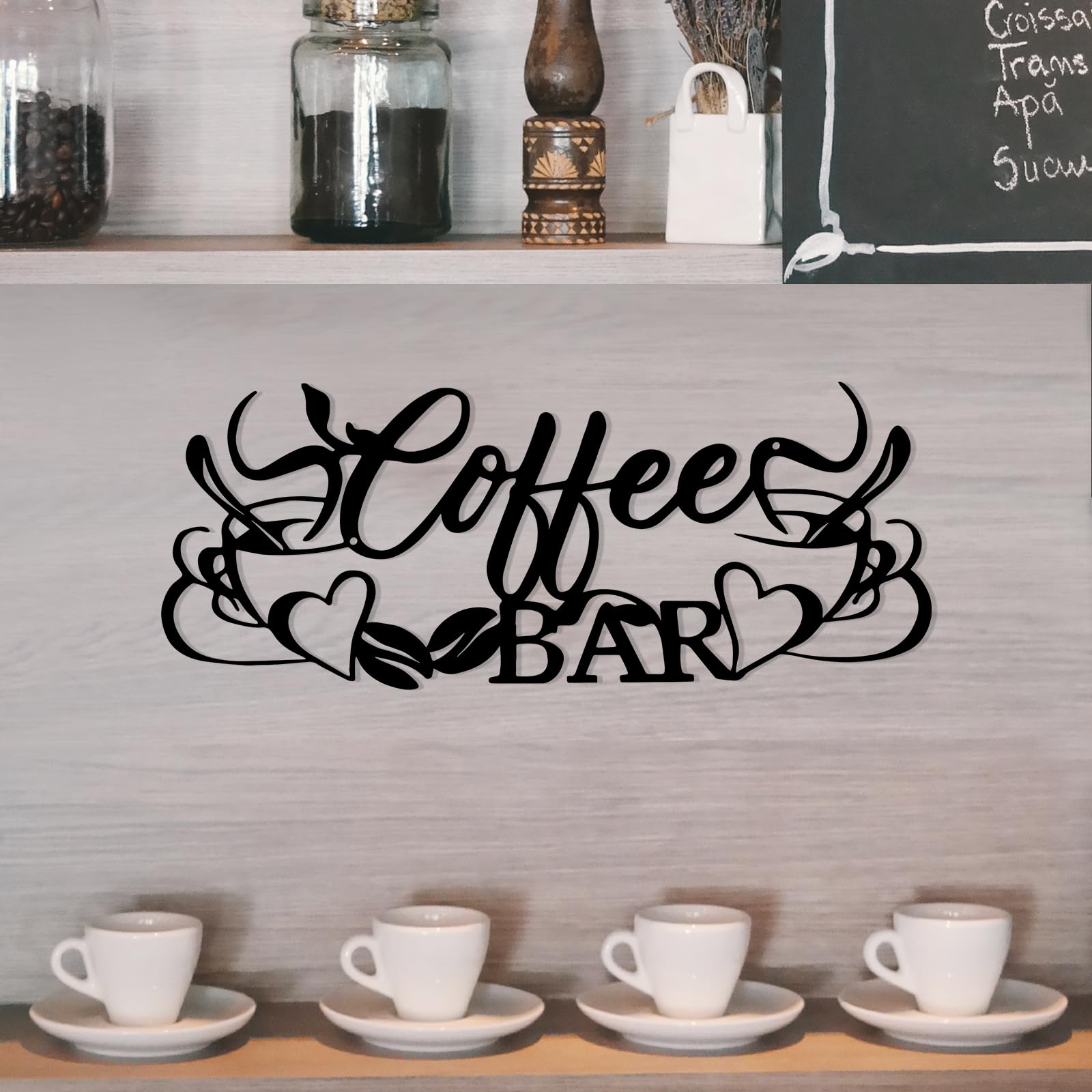 Panneau de café en métal noir pour cuisine moderne style D