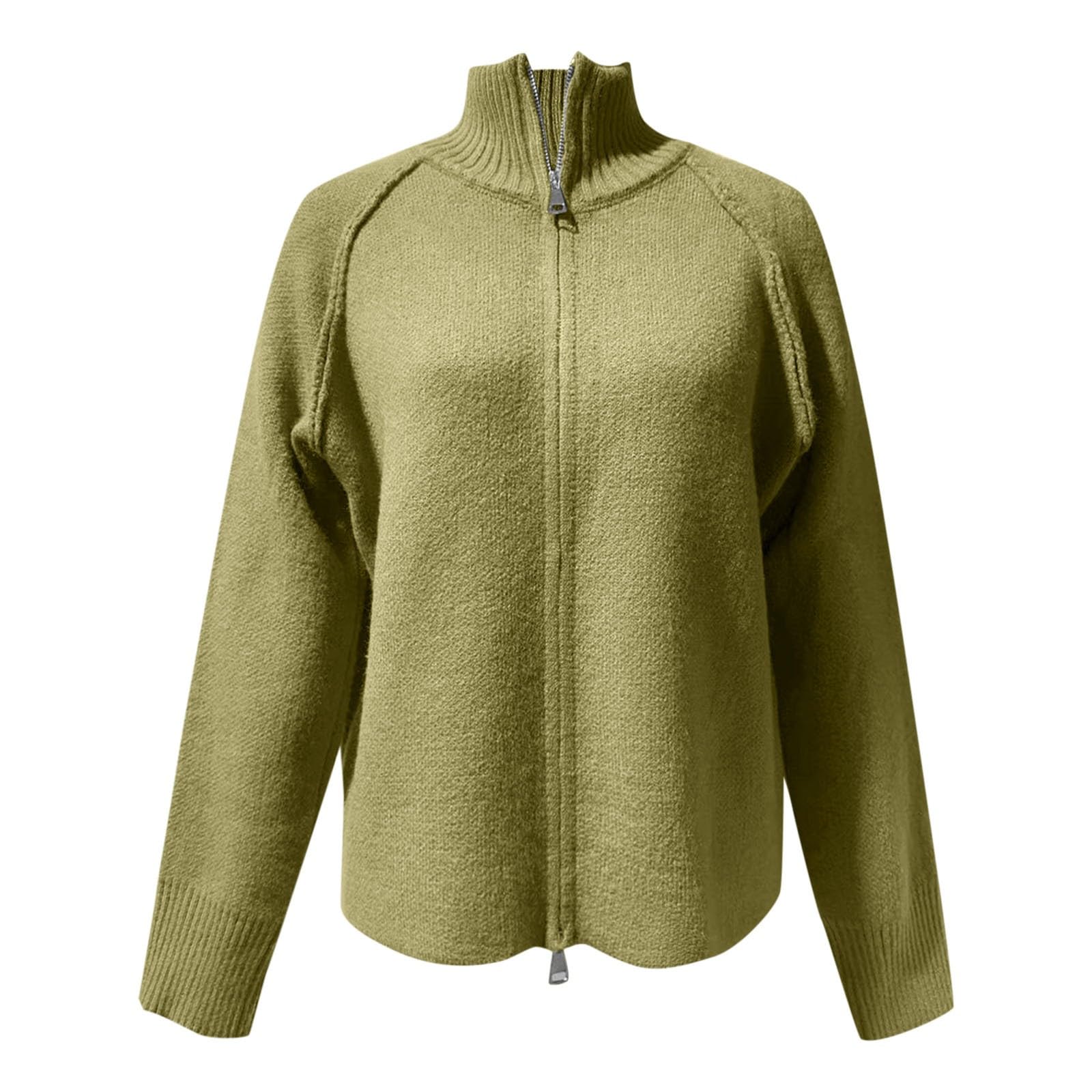 Maglione da donna, casual, con cerniera, cardigan, collo alto, maniche lunghe, morbido, caldo, vestibilità larga, top per l'inverno