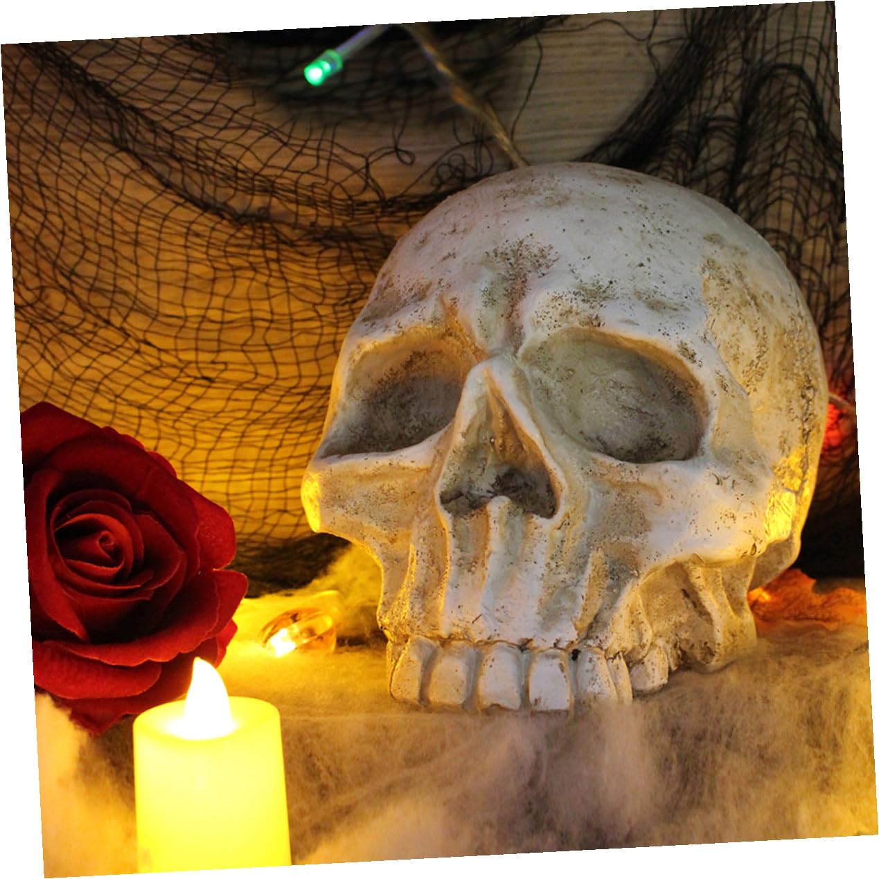 VALICLUD Halloween Resin Skull Table Centerpiece Decoration Human Skeleton Head Ornament for Party Photo Prop And Desktop Decor