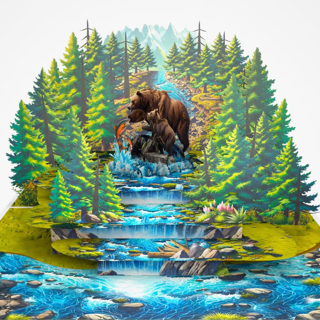 PIECE GIFT 3D Pop Up Birthday Card for Dad, Husband, 6x8 inches Papa Bear Birthday Card for Dad, Husband, Birthday Gift Perfect With Envelope.
