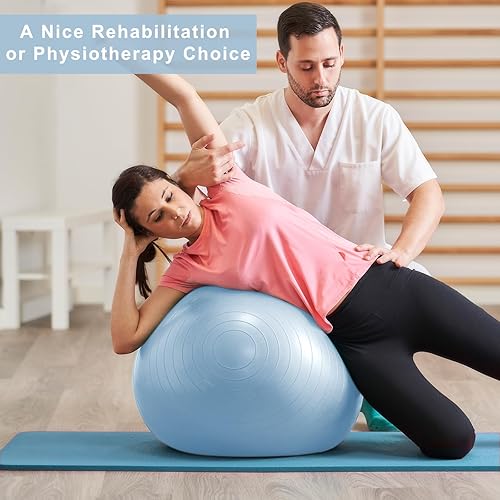 Miniatura 3 de DrfzCa Pelota de ejercicio, pelota de pilates para embarazo, pelota de equilibrio suiza con bomba, silla de bola de estabilidad de varios tamaños