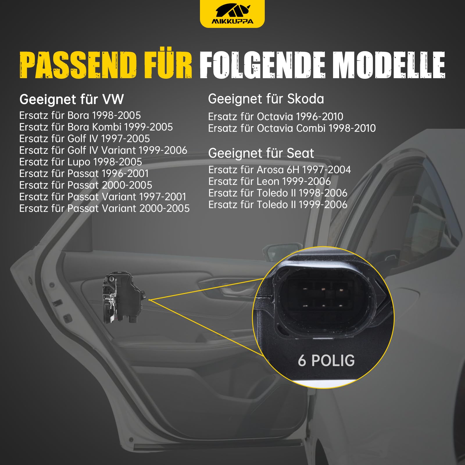 MIKKUPPA Golf 4 Serratura porta posteriore sinistra 3B1837016A Serratura elettrica chiusura centralizzata