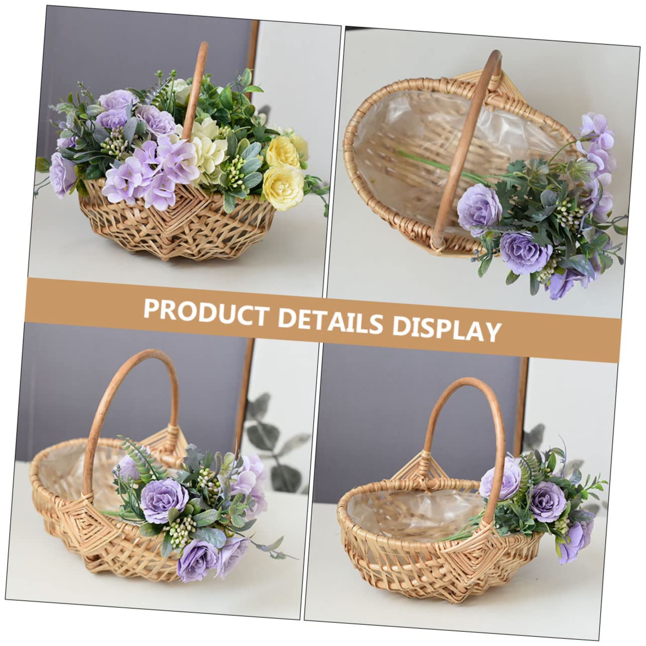 2stücke Teiliges Handgewebtes Blumenkorb Henkel Tragbar Und Leicht Natürlicher Rattan Flechtkorb Für Hochzeiten Blumenarrangements Als Geschenk Oder Deko Im Landhausstil Geeignet