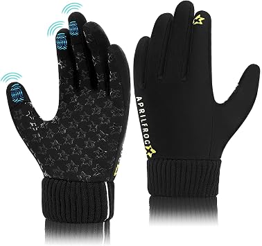 Winter Kids Warm Sports Gloves Cold Weather Water Resistant Touchscreen Fleece Soft Lining Children Mittens for Boys Girls 6-14 Years