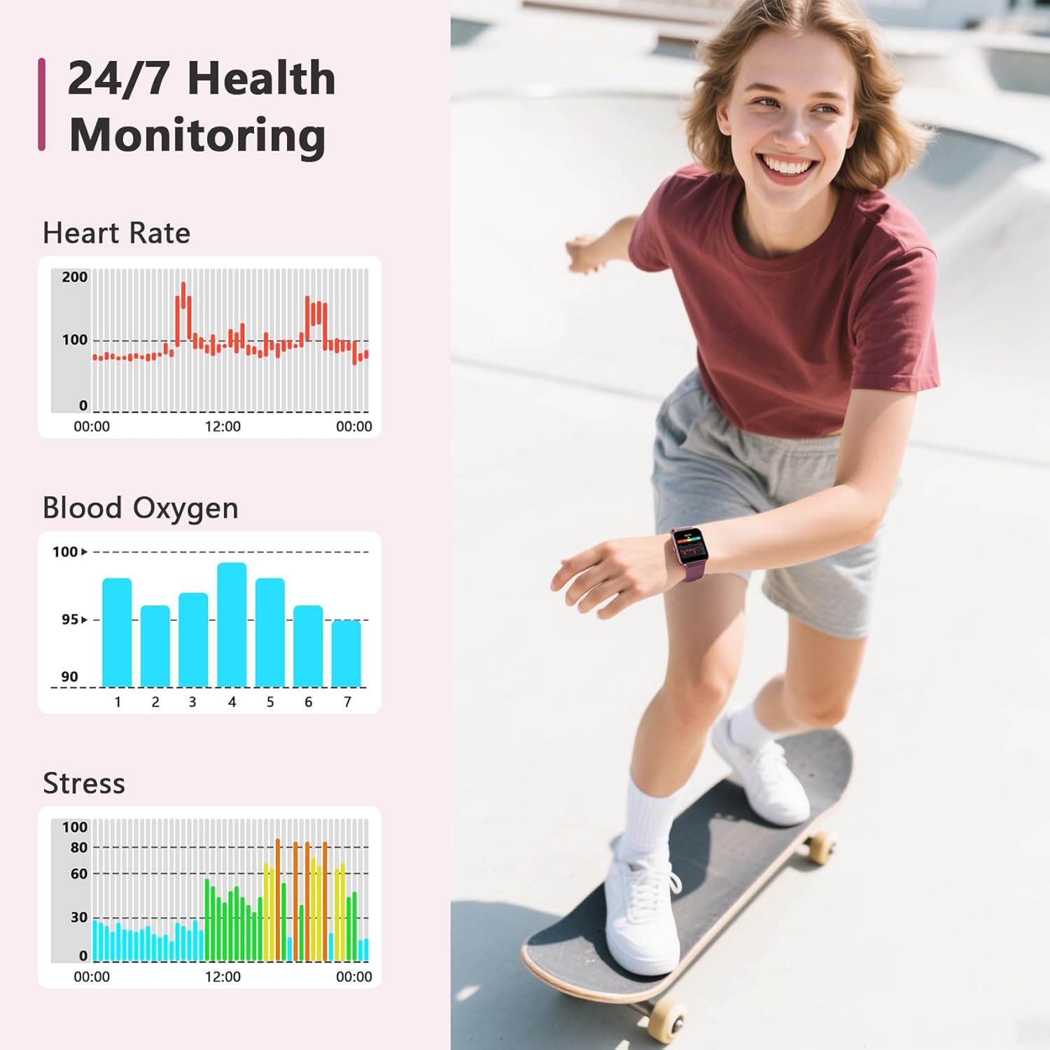 Blackview 2026 Fitness Tracker (Answer/Make Calls), Smart Watch for Men and Women with Heart Rate/SpO2/Sleep Monitor/2 Straps, 100+ Sports Modes, IP68 Waterproof Activity Tracker for Android/iPhone - Image 6