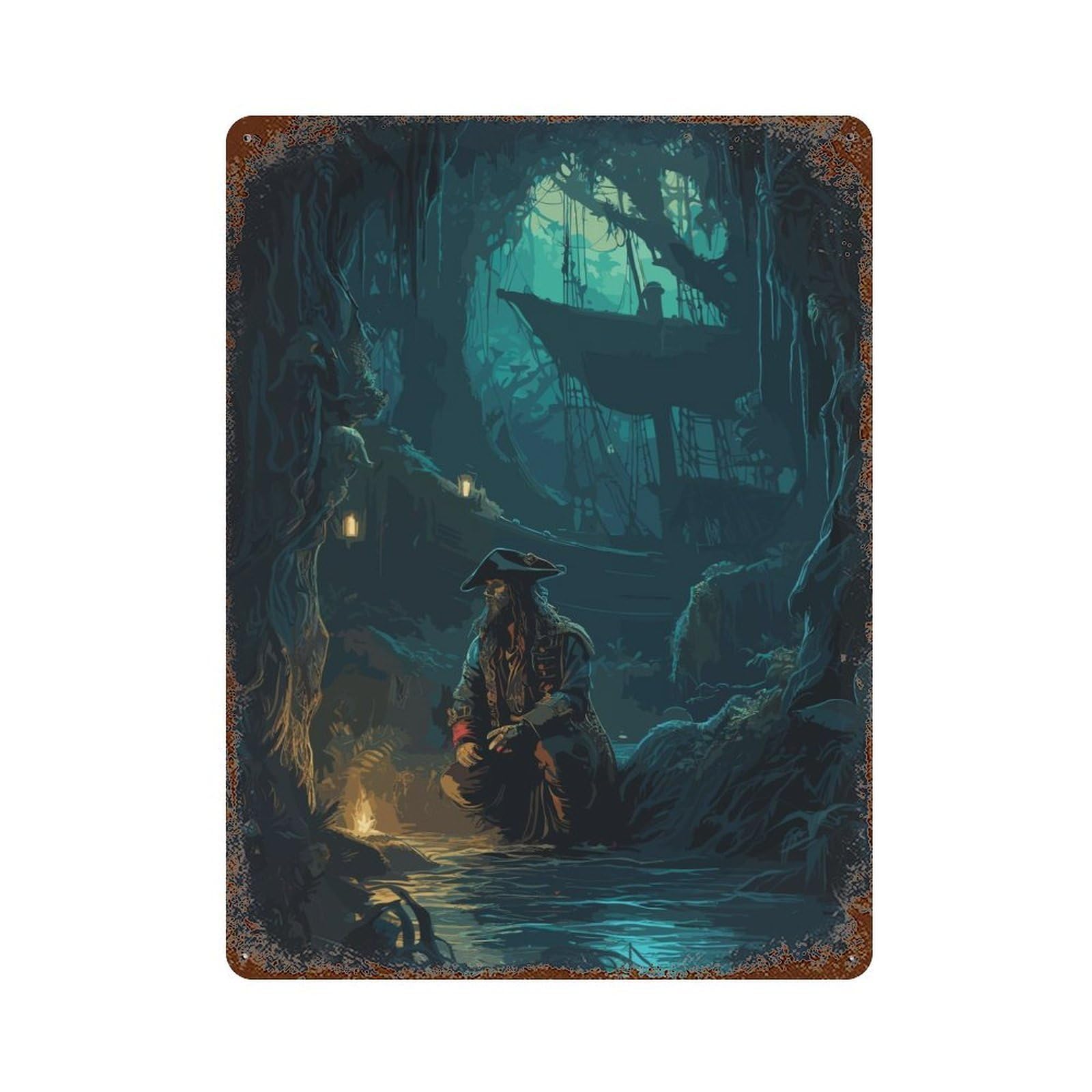 Solitary Pirate Decorative Tin Sign 15.7"x11.8", Ideal for Garage, Bar And Workshop Decor