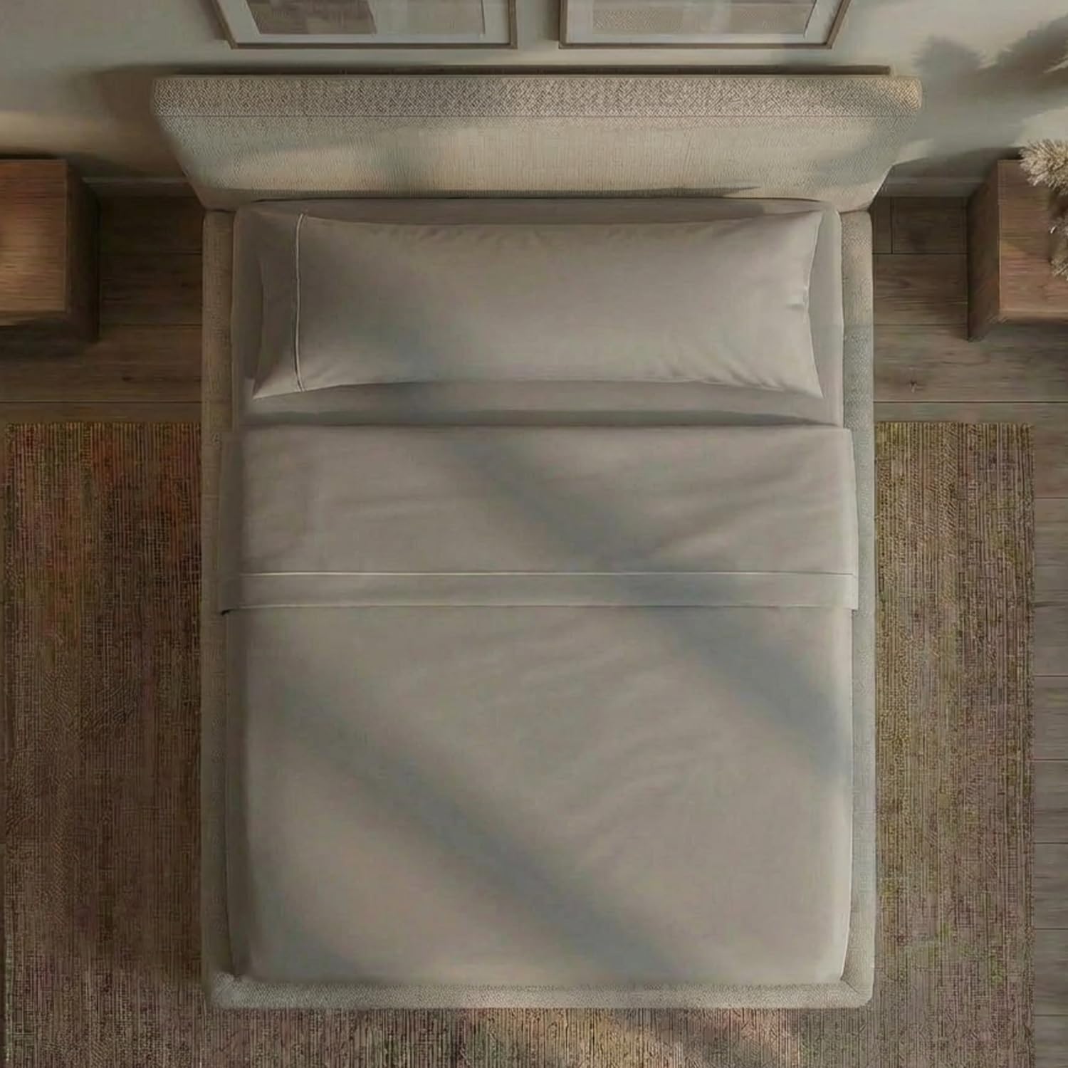 Flow – Pack 3 Juego de Sabanas Percal – Sabana Bajera 135x200x30 Cm Grey – Sabana Encimera 210 x 280 Cm y Fundas Almohadas 45 x 135 Cm, 100% Algodon Fresco 180 Hilos, Oeko-Tex®