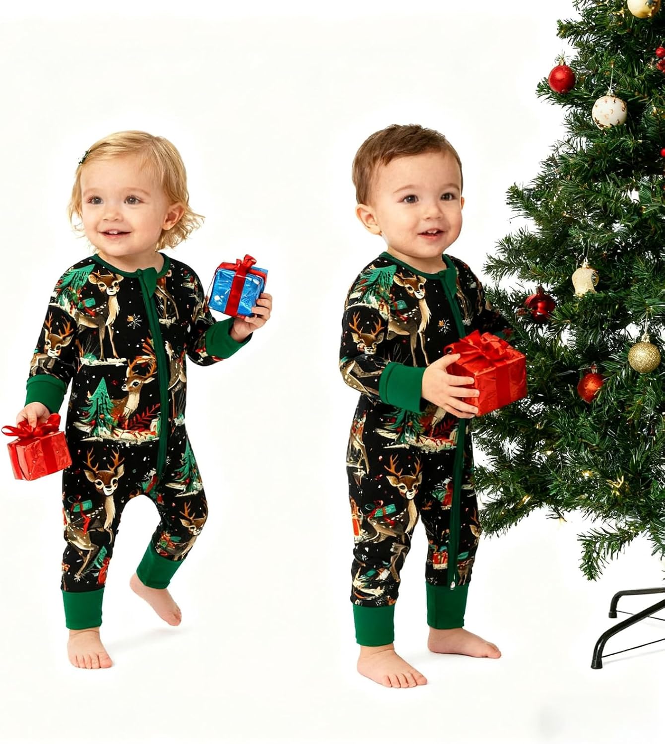 Baby Footless Pajamas with Mittens and Feet Cuffs Viscose of Bamboo Cartoon Infant Boys Girls Zipper Pjs Romper - Image 2