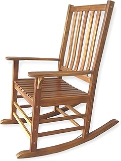 Patio Wise Acacia Wood Rocker Chair, Indoor/Outdoor Wooden Rocking Chairs, Porch, Deck, Patio, & Balcony Furniture, 26 -Inches Long x 35 ½ -Inches Wide x 44 ½ -Inches High, Teak
