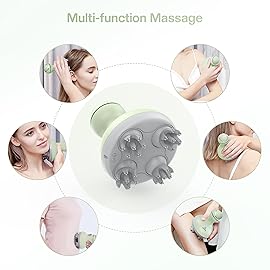 COMFIER Scalp Massager, Electric Head Scratcher, Portable Head Massager for Hair Growth with 84 Silicone Massage Nodes, Dog&Cat Massager, Rechargeable, Waterproof, Gifts for Mom,Dad,Women,Men (Green)