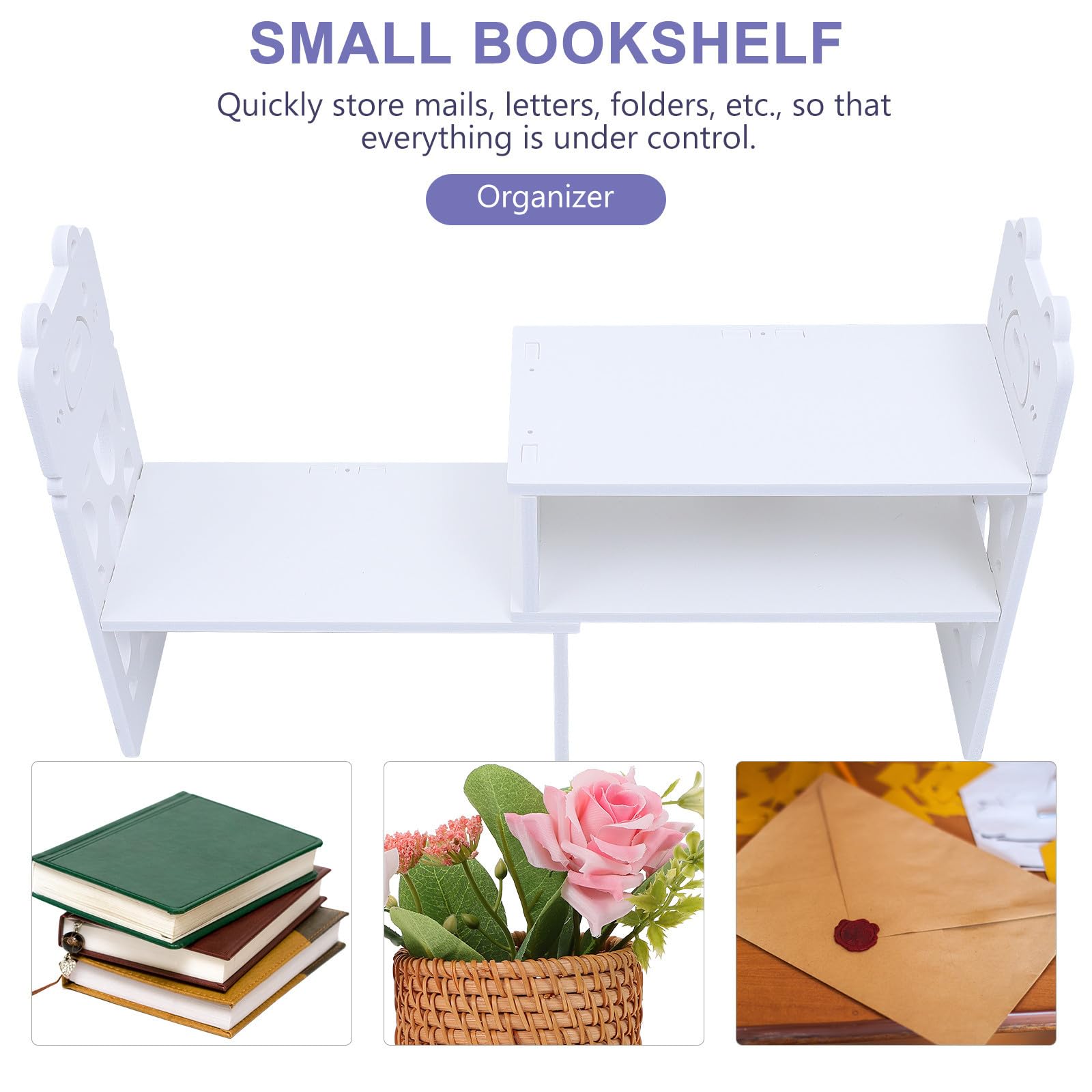 Libreria da Scrivania Piccola in PVC Bianco per Documenti