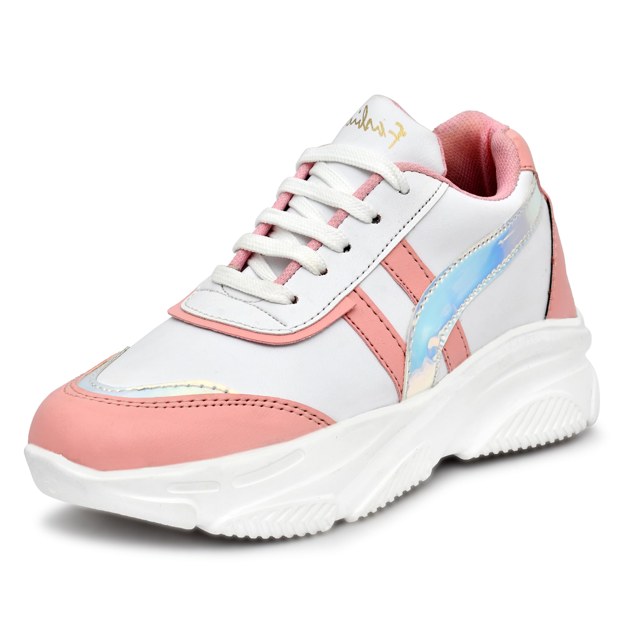 SPREDO Pink Faux Leather Casual Sneakers Shoes for Girls - 6 UK (B0D3X371F7) Amazon Price History, Amazon Price Tracker