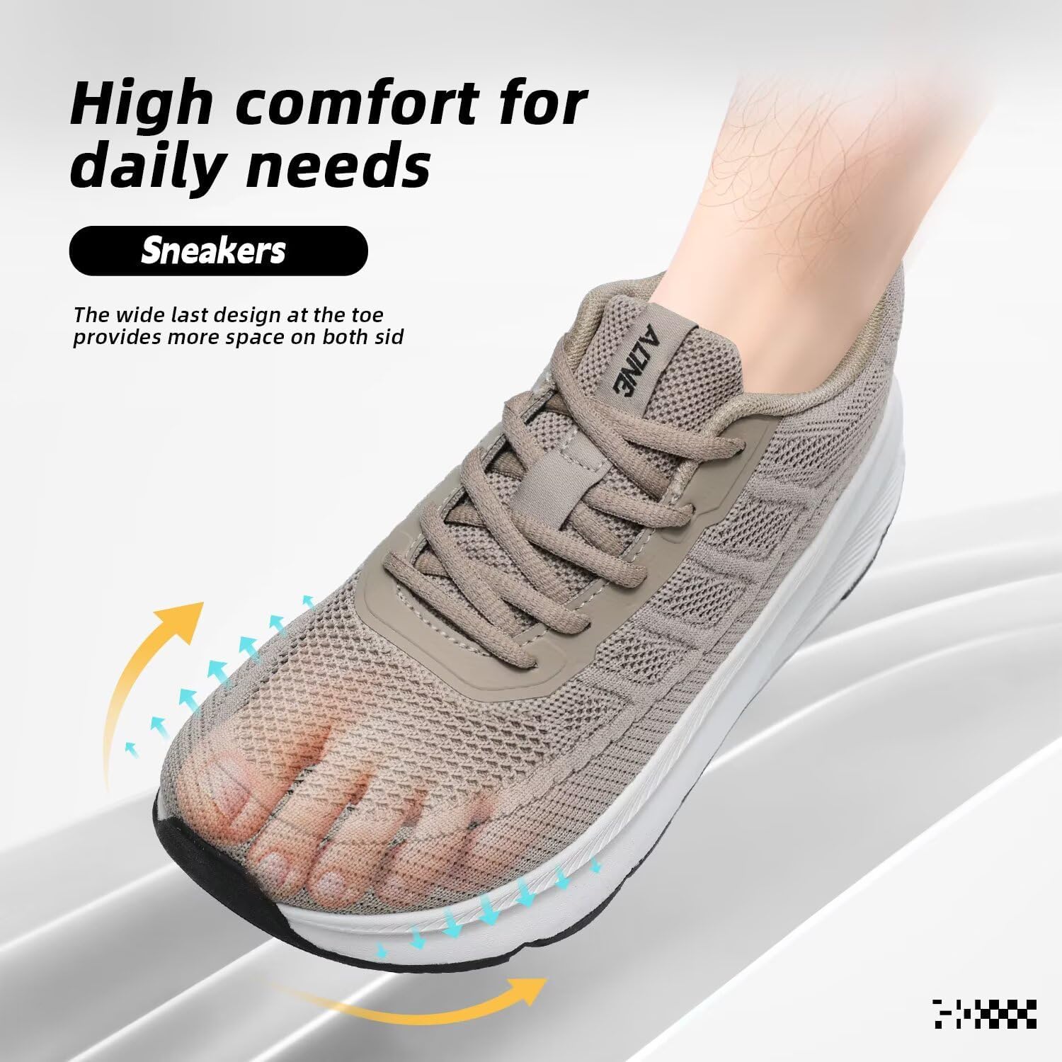 WJA Men's Wide Toe Box Shoes Cushioned Road Running Shoes Non Slip Mens Walking Sneakers for Wide Feet Comfortable Athletic Gym Workout Shoes - Image 3
