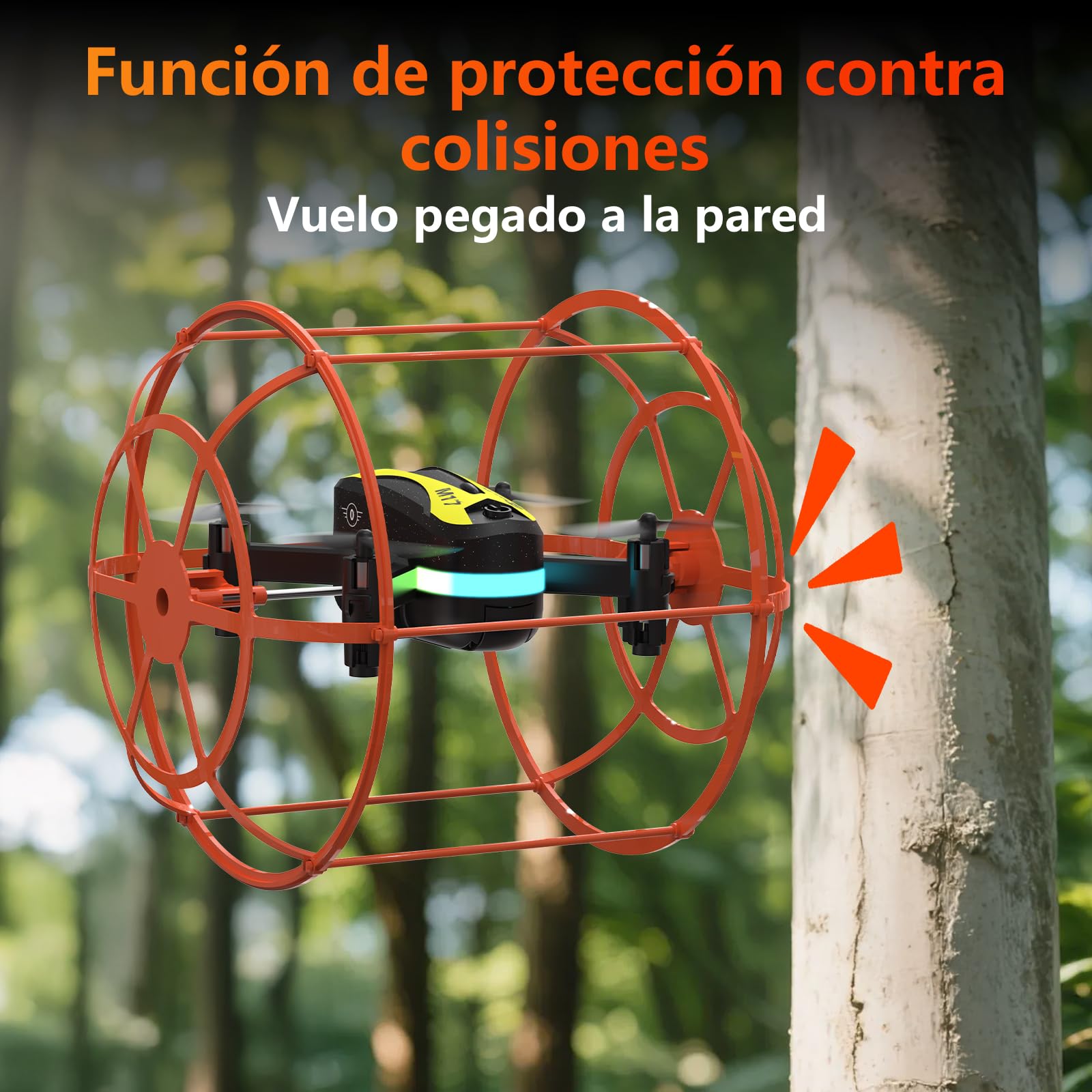 M17 Mini Dron Quadricóptero RC con Escudo Protector Modo Dual Tierra Aire Despegue Aterrizaje con Un Botón Modo sin Cabeza 3 Ajustes de Velocidad 2Baterías Recargables Regalos Fácil de volar