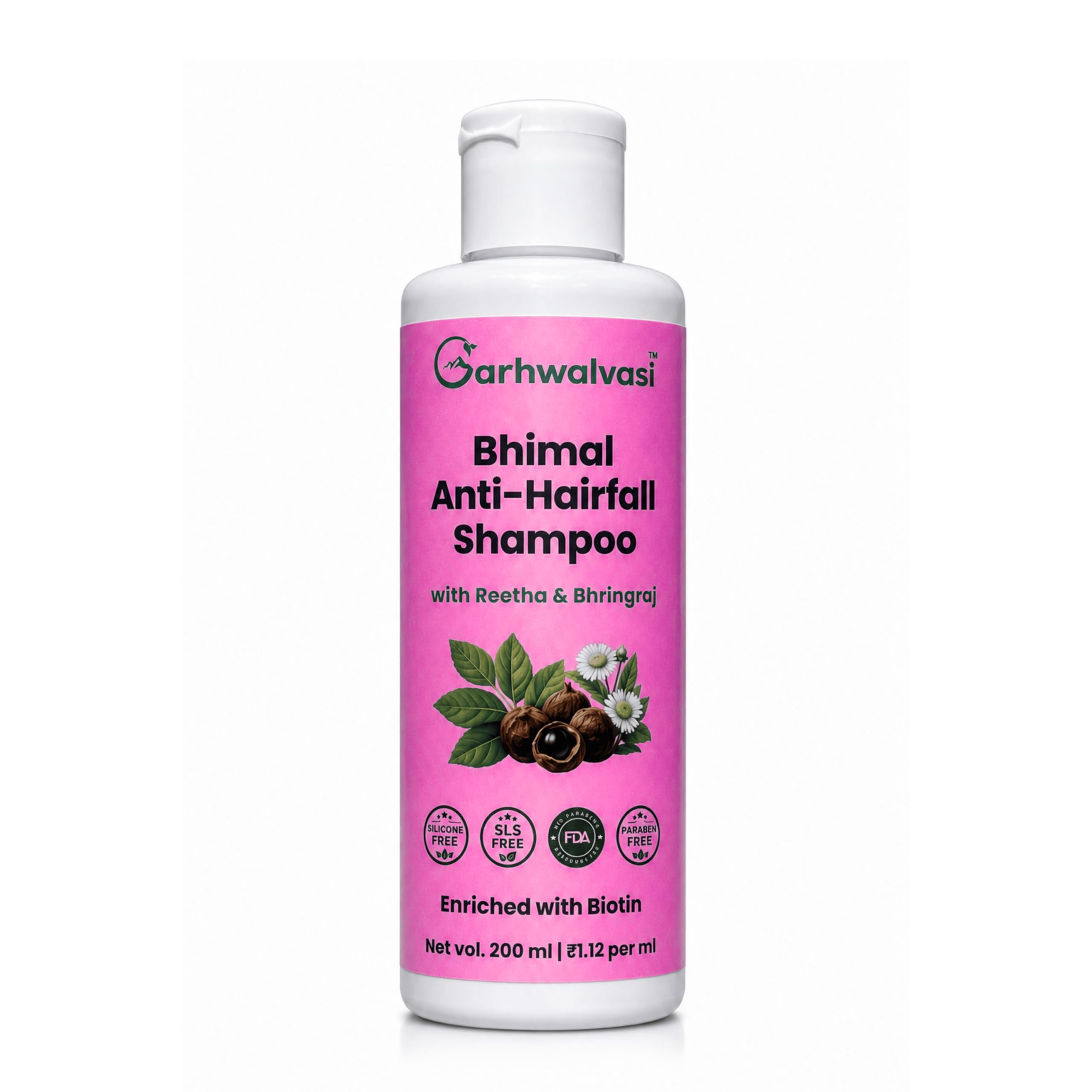 Garhwalvasi Bhimal Herbal Anti-Hairfall Shampoo with Reetha, Bhringraj, Ancient Himalayan Care Formula for Stronger Roots, Natural Ingredients, Amla, Rosemarry Paraben Free, All Hair Types, 200ml-picture-46