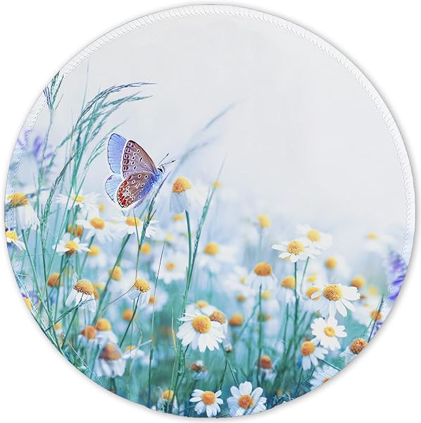 ITNRSIIET Tapis de Souris avec Bord Cousu, Tapis de Souris de qualité supérieure, texturé, imperméable, Base en Caoutchouc antidérapant, Accessoires de Bureau,Papillon Chrysanthème - 1