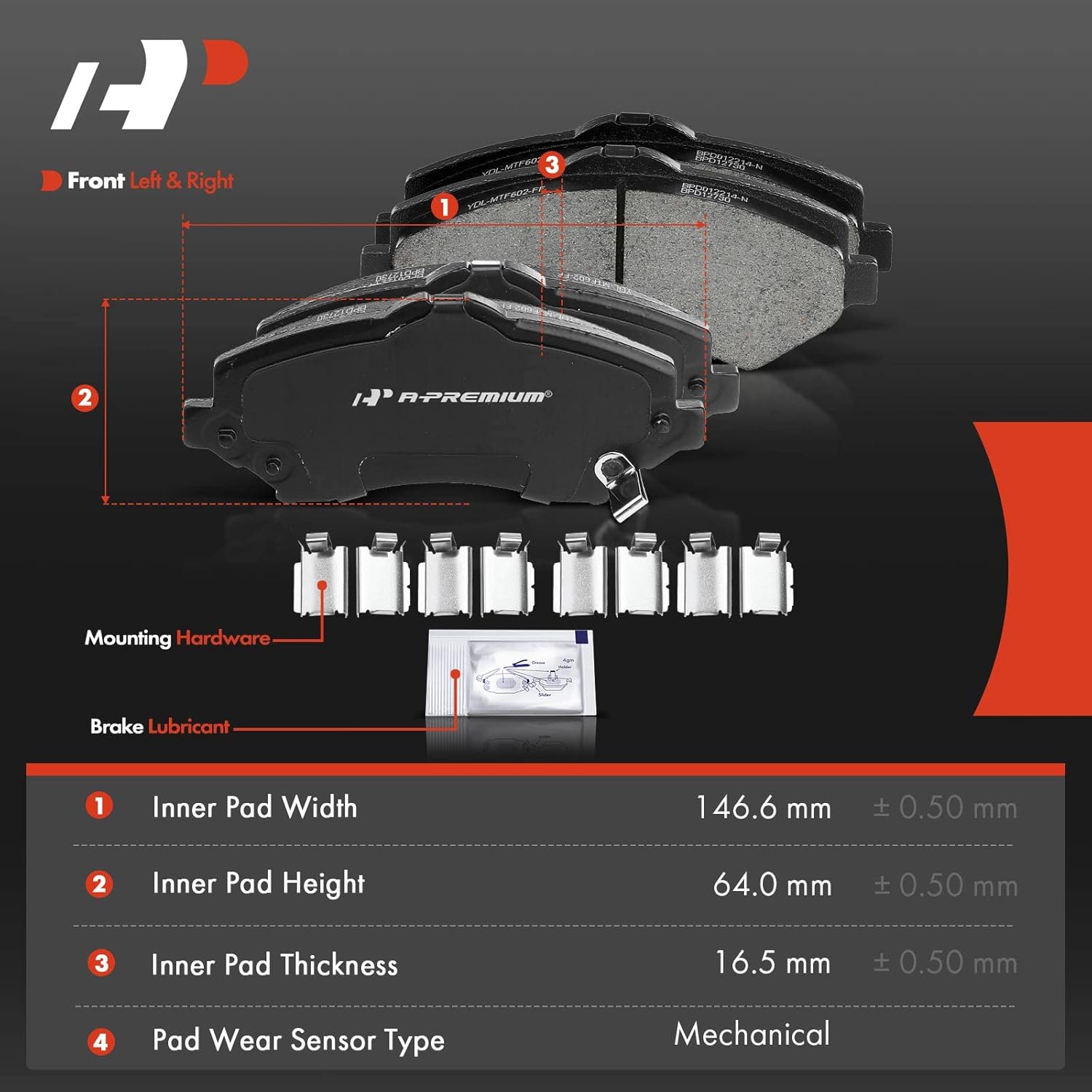 A-Premium Front and Rear Ceramic Brake Pads 8-Pack Set Compatible with Dodge, Chrysler and Volkswagen Models - Grand Caravan/Town & Country 2008-2012, Routan/Journey 2009-2012