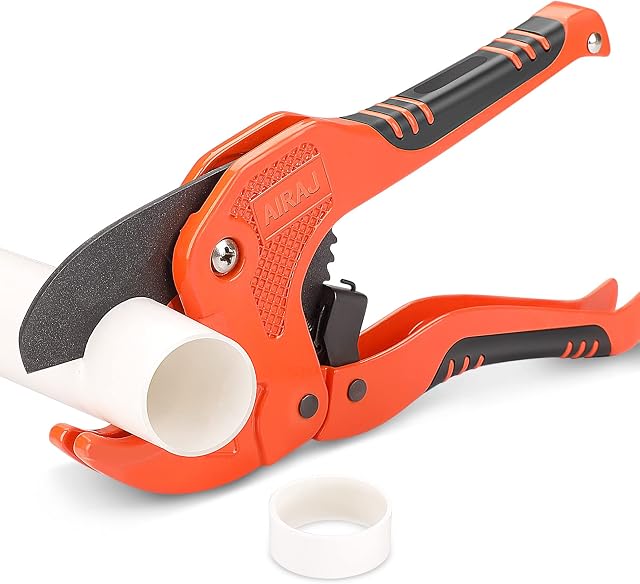 AIRAJ PVC Cutter Heavy Duty Ratchet-Type Pipe Cutter,for Cutting Outer Diameter 42 mm PVC PPR Plastic Hoses and Plumbing Pipes,for Electrician,Maintenance Workers,Professional Plastic Pipe Cutter