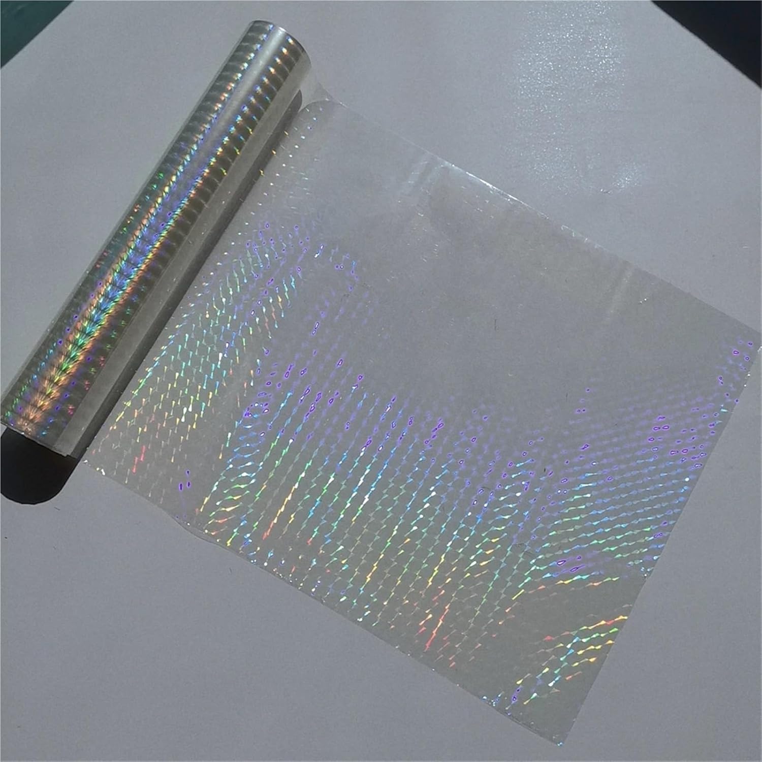 21cm X 120m Hot Stamping Foil Paper Holographic Grid Style Transparent On Box Or Plastic DIY Package