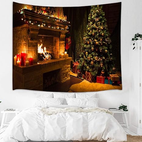 タペストリー クリスマス おしゃれ壁掛け 暖炉 装飾布 北欧風 暖かい クリスマスツリー 暖炉 雪ダルマ イベント パーティー インテリア 雑貨 装飾アート 低価格