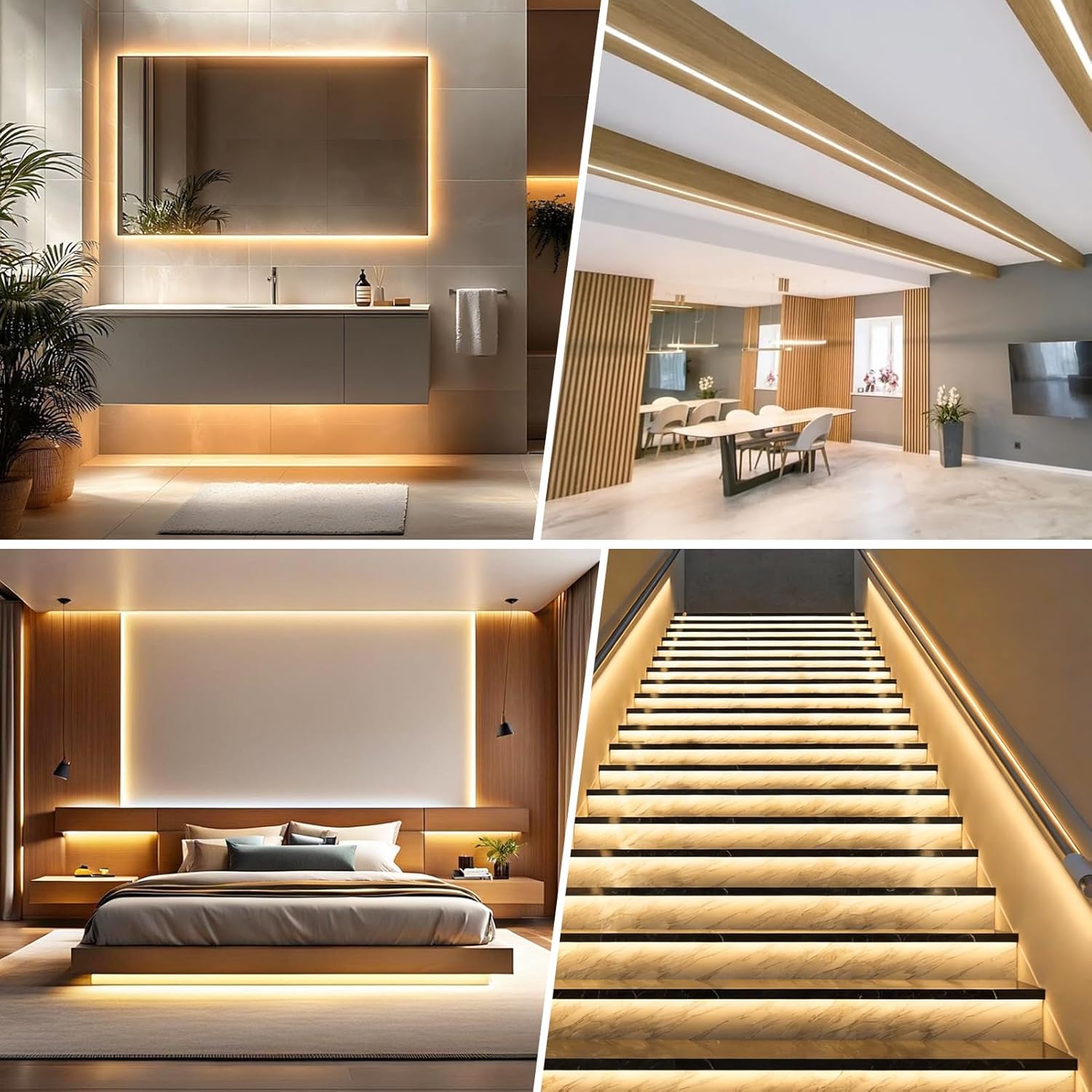 Aluminum LED Channel 6 Pack 1M (3.3FT) Each, Plaster-in Recessed Aluminum Profile for LED Strip Lights, Flanged Drywall Mount LED Strip Housing with Milky Cover, Dual Perforated Mounting Flange