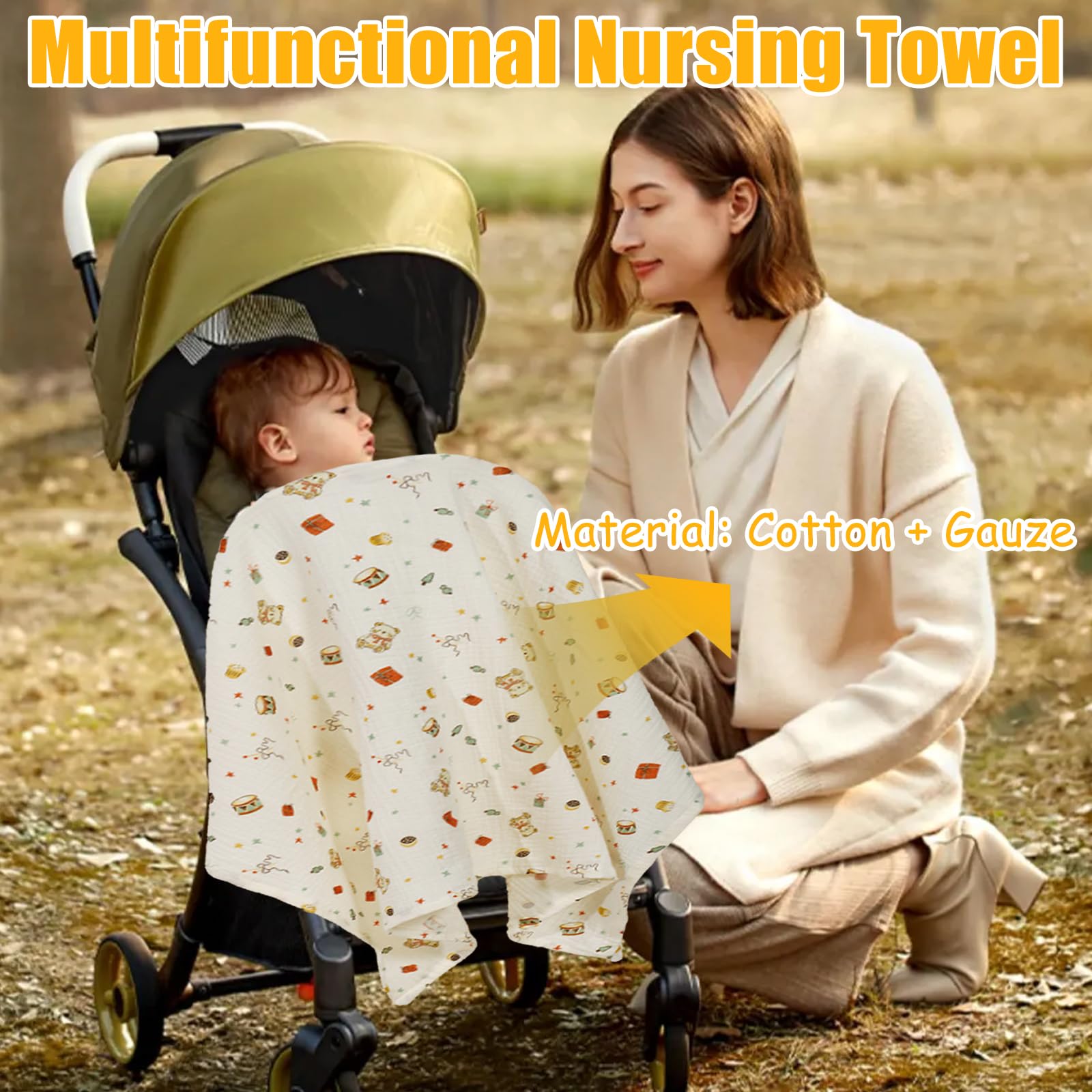 Tablier d'allaitement en mousseline de coton respirant, réglable pour maman, bouclier d'intimité, poncho pour bébé et poussette