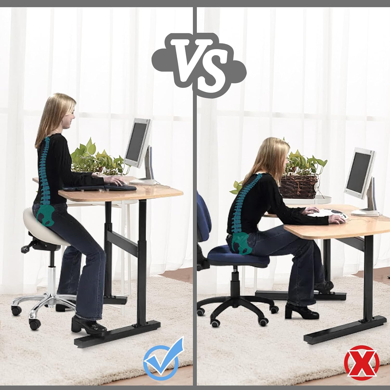 Ergonomic Saddle Stool - Adjustable Height & Tilt Saddle Stool Chair for Salon, Spa, Lash Tech, Tattoo Artist & Drafting, Beige - Image 5