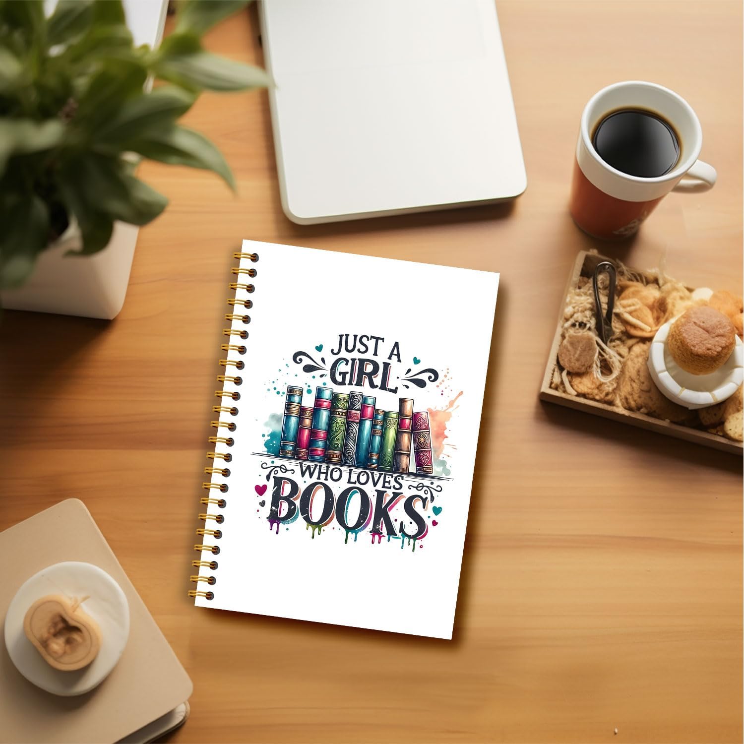 Book Lovers Gifts Notebook Journal, Gifts for Readers Book Lovers Women, Bookish Gifts for Women, Bookworm Gifts, Reading Lovers Gifts, Just a Girl Who Loves Books Spiral Notebook 5.5x8.3 Inch image 4