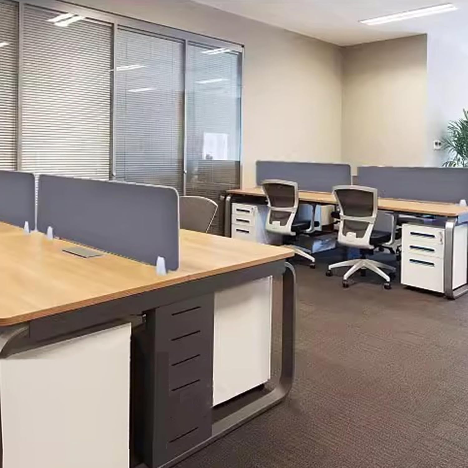 Cloison de séparation de bureau réglable 119,9 x 30 cm – Clôture acoustique insonorisée à clipser pour espaces de travail de bureau, couleur grise, améliore la productivité et la concentration