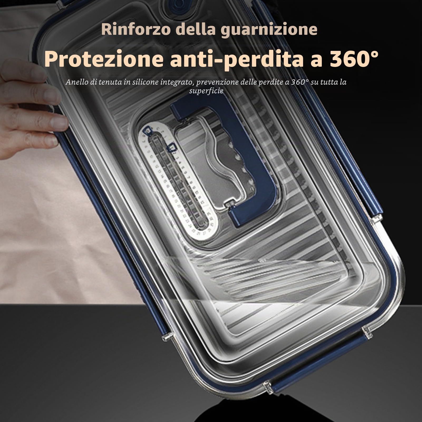 Kavolet Contenitori salvafreschezza in acciaio inox da 5,6 l, con coperchio, ermetici, a prova di perdite, con indicazione della data, anello di tenuta, manico nascosto, adatti al forno e al microonde