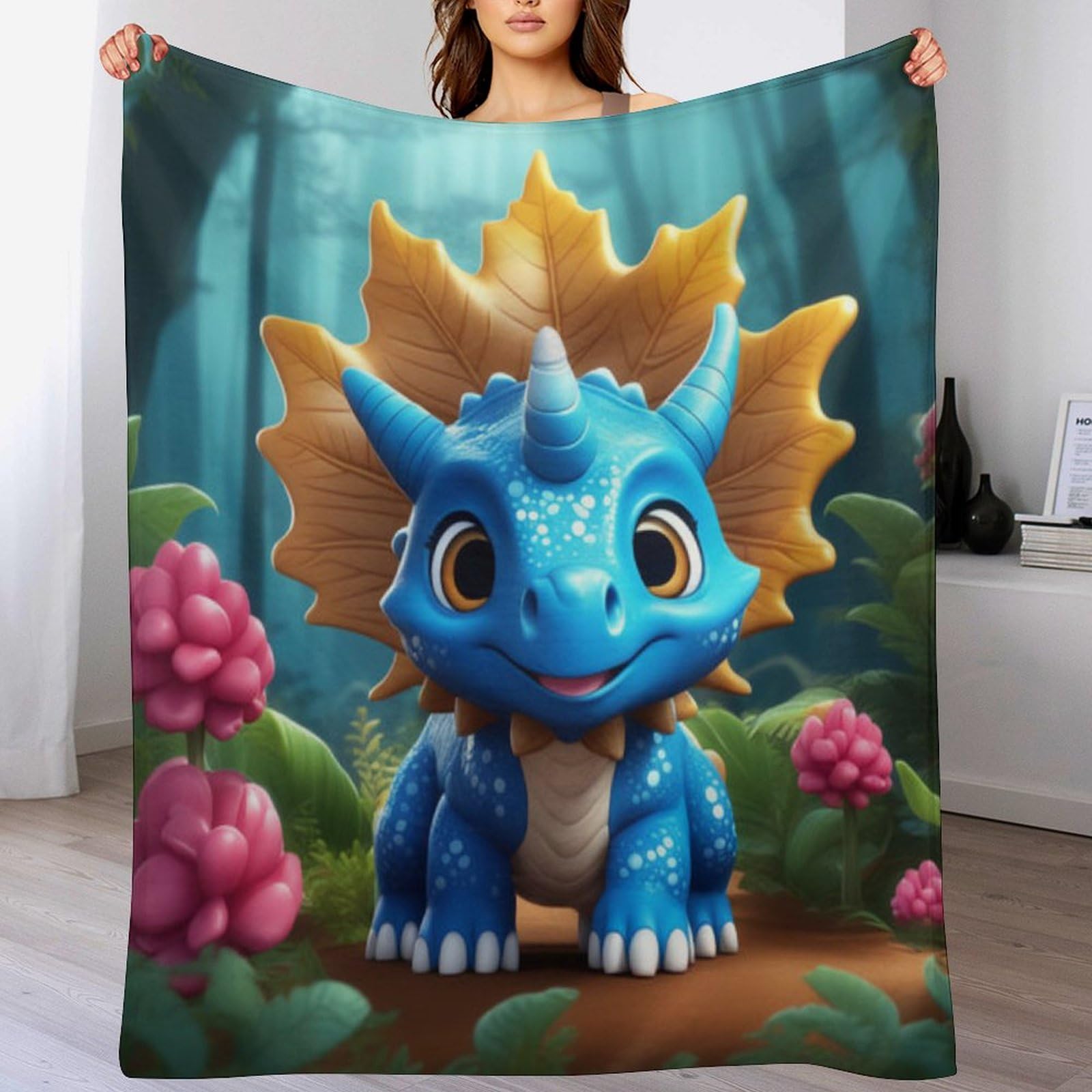 Couverture super douce Tricératops, le compagnon câlin des enfants