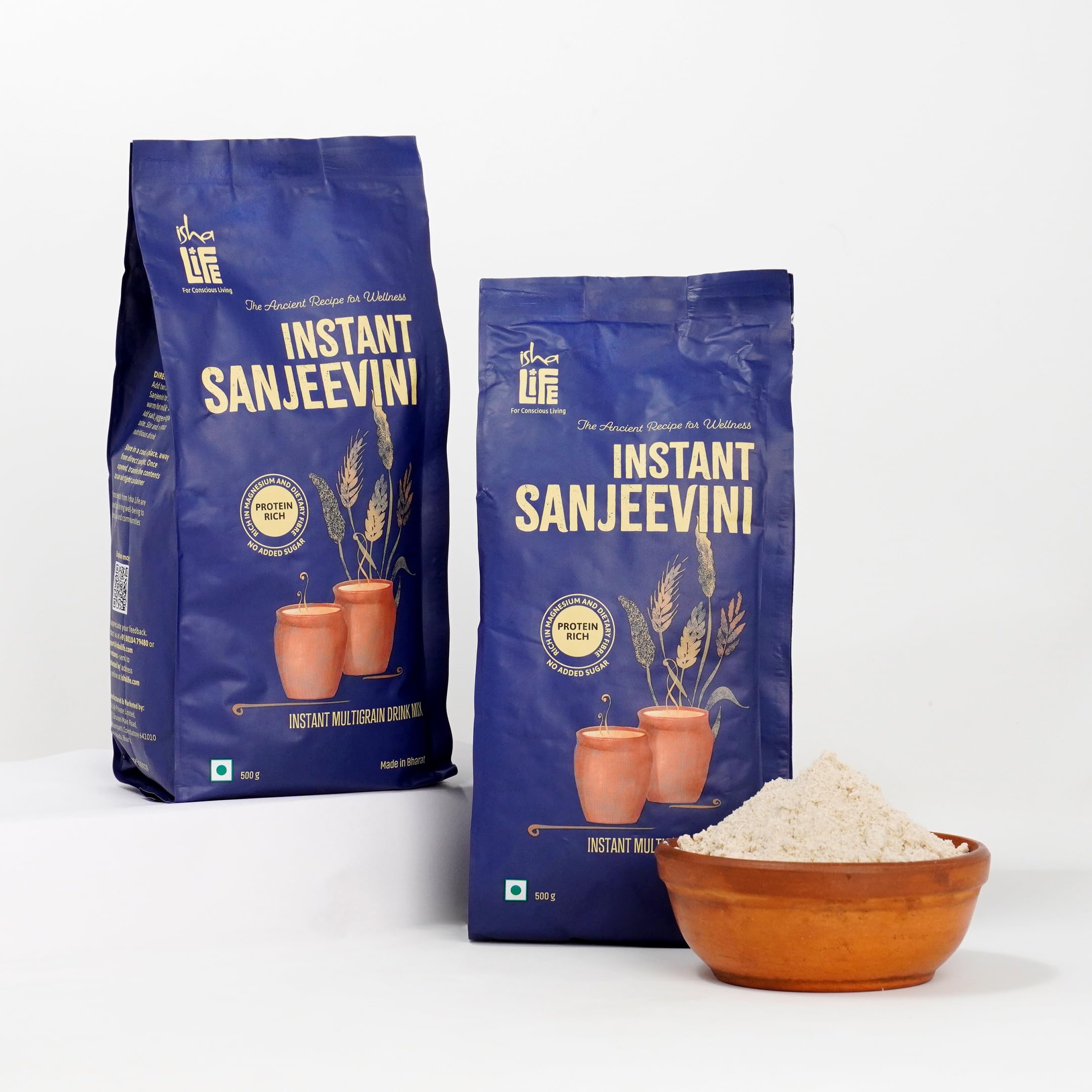 Isha Life Instant Sanjeevini Multigrain Health Drink Mix(500 gms). No Added Sugar. Traditional recipe. Contains millets, grains, legumes and spices-image-31
