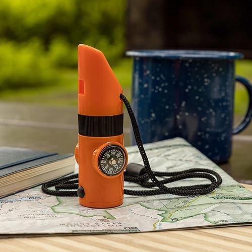 Miniatura 7 de Niños supervivencia al aire libre camping multi herramienta silbato brújula LED 7 en 1 linterna