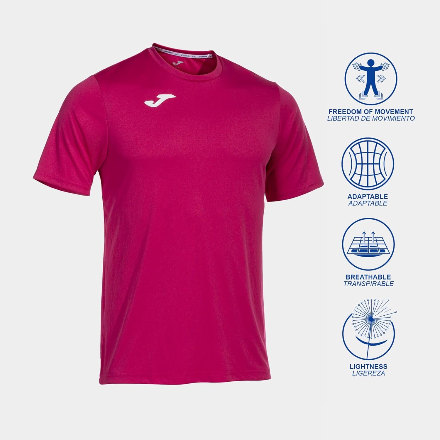 Joma Combi M/C Tee Shirt Homme Fuchsia F Taille L – T-shirt sport respirant, coupe ample, 100% polyester interlock - Image secondaire