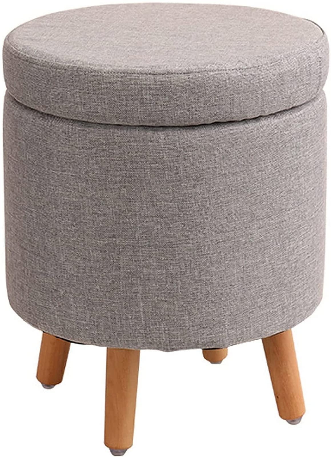 Repose-pieds de rangement rond en bois massif pour salon