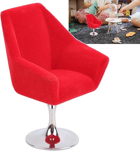 Miniatura 10 de Agatige Silla en miniatura, silla flocada giratoria, muebles de casa de muñecas para accesorios de casa de muñecas en miniatura 112 (rosa)