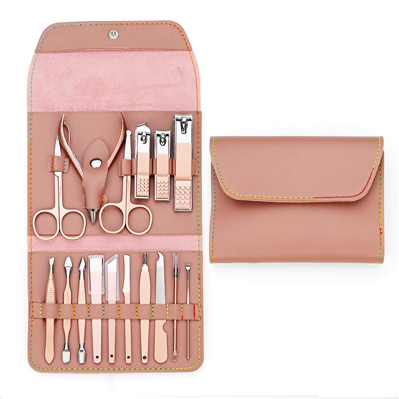 SCRUBY 16 in 1 tagliaunghie professionale in acciaio inox forbici kit per la cura delle cuticole, strumenti per manicure (nuovo set da 16 pezzi)