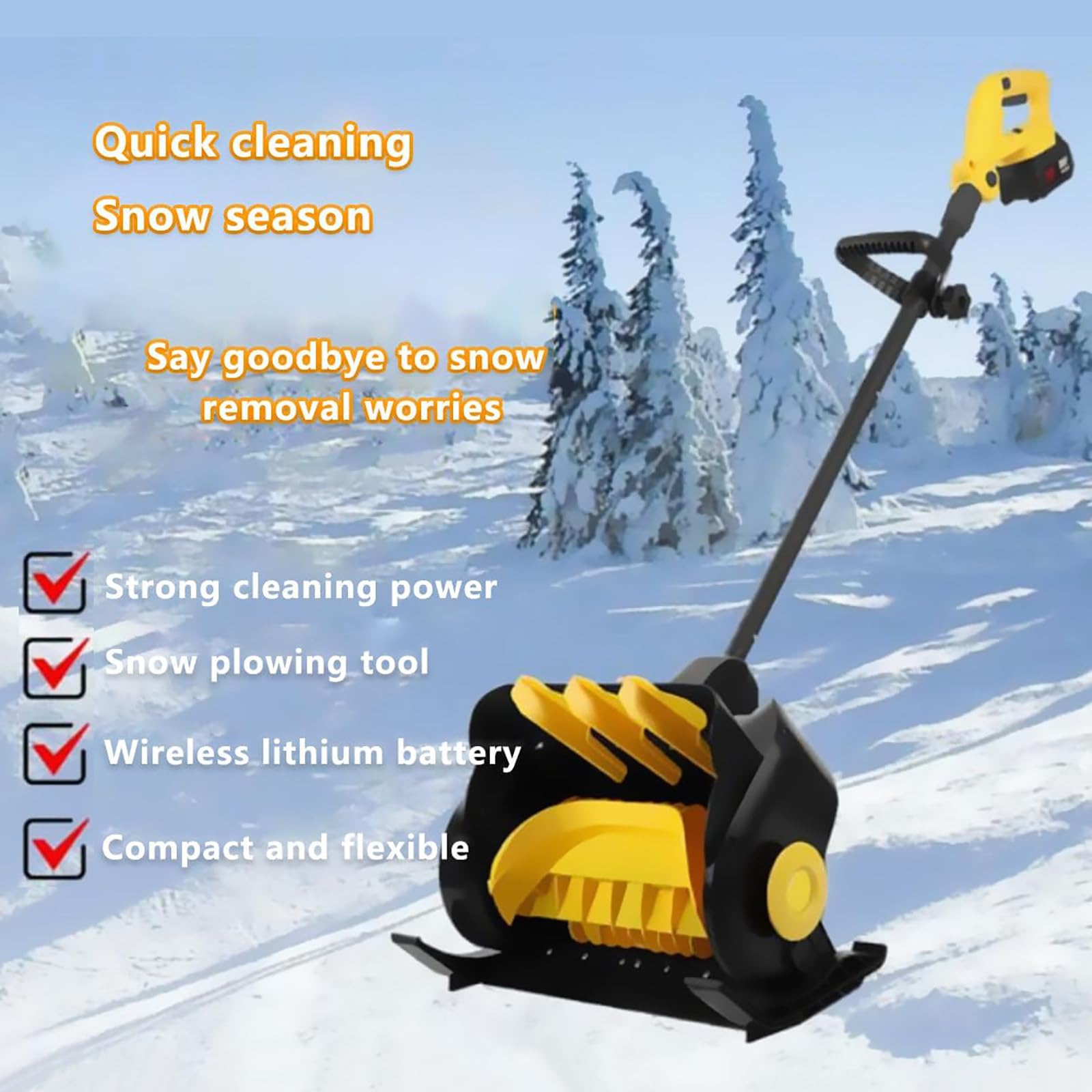 Pala da Neve elettrica Senza Fili, Larghezza 41 cm, spazzaneve a Batteria, con 2 batterie e caricabatteria rapido