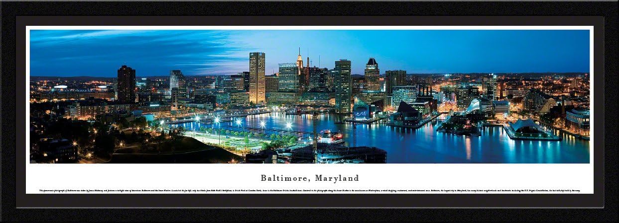 Baltimore, Maryland - Blakeway Panoramas Skyline Posters with Select Frame