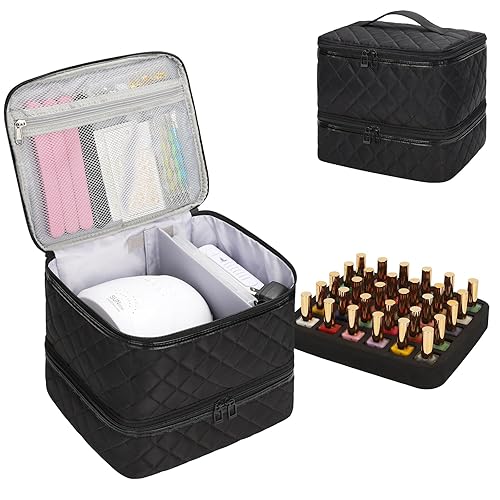 Ethereal Estuche organizador de esmalte de uñas con capacidad para más de 30 botellas (0.5 fl oz0.5 onzas líquidas), lámpara de uñas, bolsa de viaje