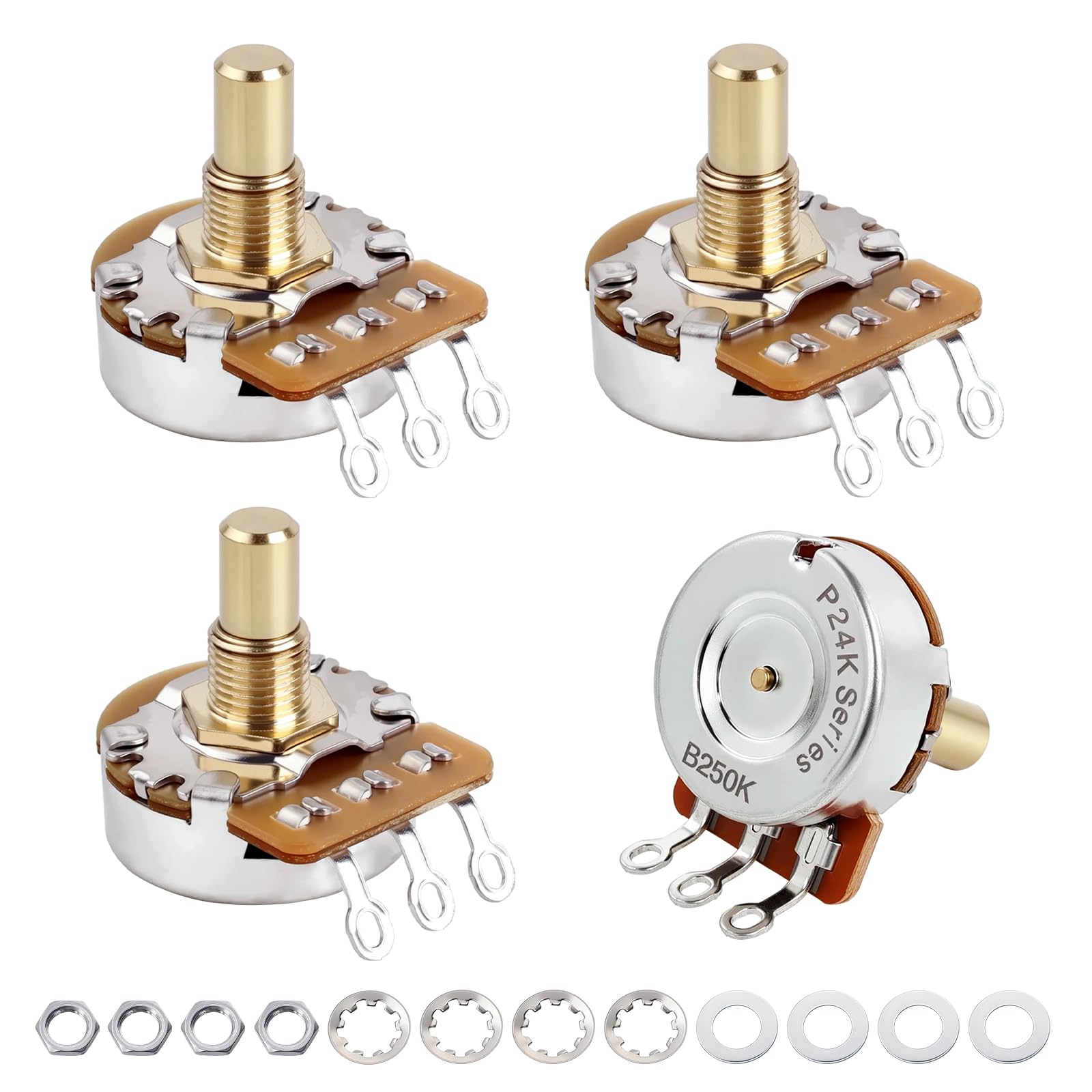Banworks Brass B250K M8 Metric Thread Full Sized Guitar Solid Shaft Pots