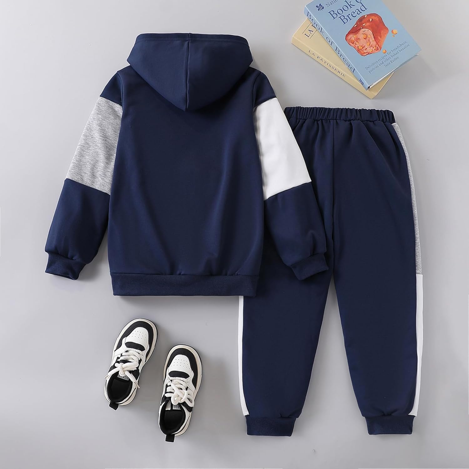 2 Pcs Boys Clothes Sweatsuit Set Color Blocked Hoodie Top and Jogger Pants for Kids Fall Winter Spring Outfits - Image 7