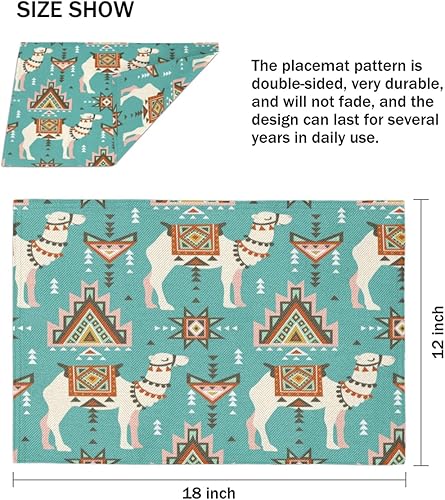 Miniatura 4 de Fun Camel Design Placemats Set of 4 Table Mats Washable Placemat Waterproof Place Mats for Party Home Dining Table Decor 18x12 in